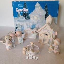 Complete Precious Moments Sugar Town Village (7 Sets) + Sidewalks And