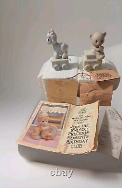 14 PC'85 PRECIOUS MOMENTS BIRTHDAY TRAIN YR 1-12, CLOWN, BABY/CABOOSE NEW WithBOX