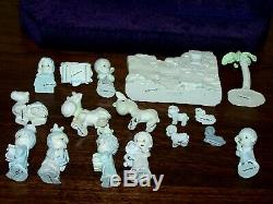 17 pc Lot Precious Moments Mini Pewter NATIVITY 4 SETS + DISPLAY Wall Tree Kings