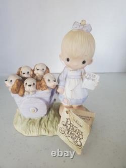 1977 Precious Moments God Loveth a Cheerful Giver Free Puppies Rare Original 21