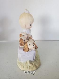 1977 Precious Moments God Loveth a Cheerful Giver Free Puppies Rare Original 21