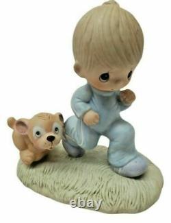 1979 Precious Moments ONE OF A KIND, Miss-Printed Boy Running with Puppy only 1
