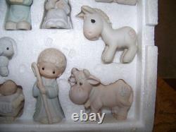 1982 Precious Moment Mini Nativity withRARE TURBAN SHEPHERD BOY FIGURE E-2395 withBx
