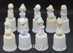 1985 Enesco Precious Moments Mother Sew Dear 9 Pieces Thimbles Angel Figurine