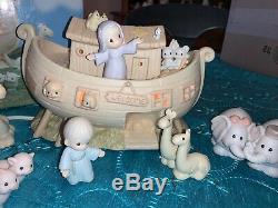 1992 Precious Moments Noahs Ark with Noah, Wife, Ark That Lights & Extra Animals