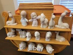 1996 Precious Moments Noahs Ark Porcelain figures and wooden display