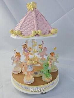 2002 Enesco Precious Moments Rainbow Carousel Mirrored Display & 6 Figurines