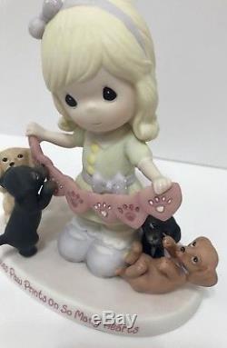 ASPCA Precious Moments Love Leaves Paw Prints On Hearts Puppies Dogs Figurine