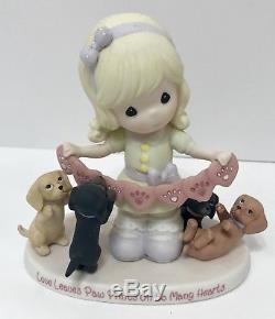 ASPCA Precious Moments Love Leaves Paw Prints On Hearts Puppies Dogs Figurine