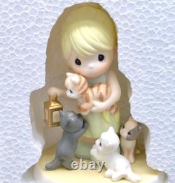 Adorable Girl with Kittens and Lantern Figurine Precious Moments Collectible