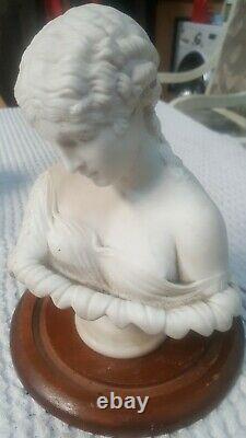 Antique/Vtg 9 Bust Victorian Lady Sculpture Statue Ceramic marble stone, mint