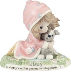 Baptism Precious Moments Help Girl and Puppy Stormy Weather Robe Hood Best Multi