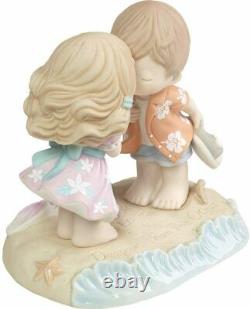 Bisque Porcelain Figurine Hand Painted Sweet Romantic Kiss on a Windswept Beach