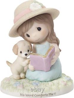 Christening Precious Moments Dog Girl Reading Book Ceramic Multipurpose Figurine