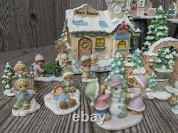Christmas Village Precious Moments houses and figurines lot