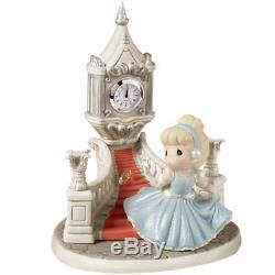 Cinderella Glass Slipper Precious Moments Clock Figurine Running Down Steps NWOB