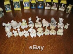 Complete 18 pc. Precious Moments Bisque Porcelain Birthday Train Set with Boxes