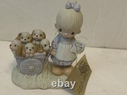 Enesco God Loveth A Cheerful Giver 1977 Precious Moments Free Puppies Mint