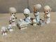 Enesco Precious Moments 9 Piece Nativity Set #104000 And Wooden Stable