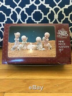 Enesco Precious Moments Complete Miniature Pewter Nativity Set NRFB + Angel