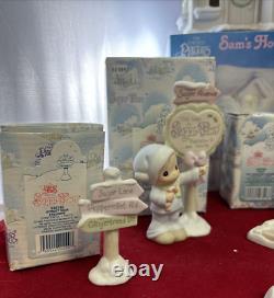 Enesco Precious Moments Sugar Town Lot of 13 Pc School, Church, Sams House, Bridge