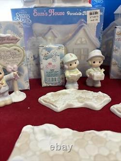 Enesco Precious Moments Sugar Town Lot of 13 Pc School, Church, Sams House, Bridge