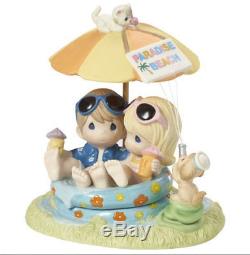Every Day With You Is Paradise Precious Moments Figurine Beach Cat Dog Tiki NWOB