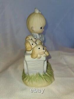 Free Puppies God Loveth A Cheerful Giver 1977 Precious Moments Orig 21