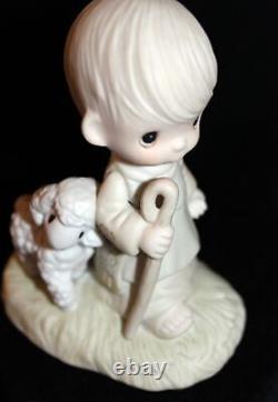 HE LEADETH ME Precious Moments SIGNED Sam Butcher Figurine 1978 / 1983 Fish Mark