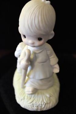 HE LEADETH ME Precious Moments SIGNED Sam Butcher Figurine 1978 / 1983 Fish Mark