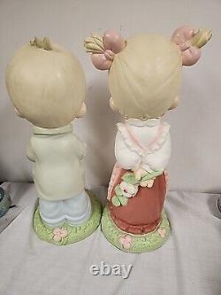 LARGE Precious Moments 1999 Universal Statuary 18 Boy & Girl # 2718 # 2719