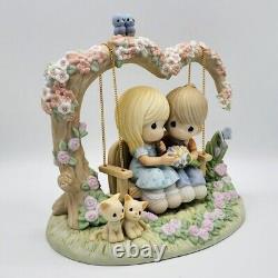 LN 2007 Precious Moments Boy and Girl on Swing Porcelain Bisque Figure 730031