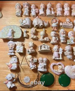 Large Lot of 51 Miniature Precious Moments, Plate, Vase, Stands
