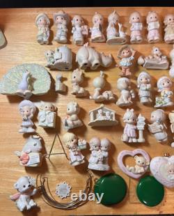 Large Lot of 51 Miniature Precious Moments, Plate, Vase, Stands