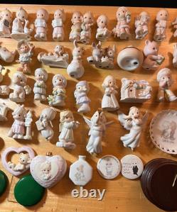 Large Lot of 51 Miniature Precious Moments, Plate, Vase, Stands