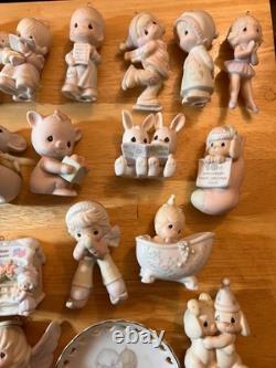 Large Lot of 51 Miniature Precious Moments, Plate, Vase, Stands