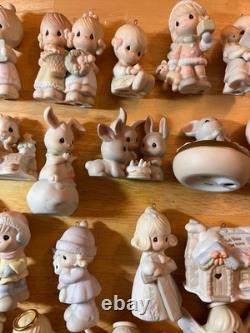 Large Lot of 51 Miniature Precious Moments, Plate, Vase, Stands