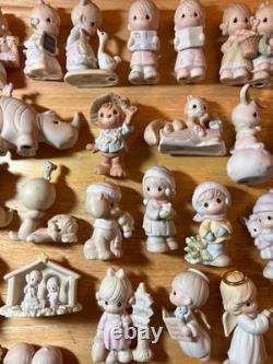 Large Lot of 51 Miniature Precious Moments, Plate, Vase, Stands
