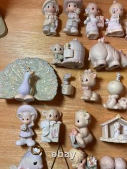 Large Lot of 51 Miniature Precious Moments, Plate, Vase, Stands