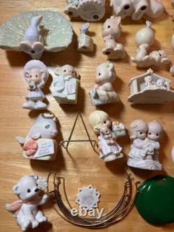 Large Lot of 51 Miniature Precious Moments, Plate, Vase, Stands