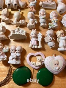 Large Lot of 51 Miniature Precious Moments, Plate, Vase, Stands