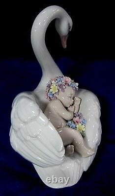 Lladro Drifting Through Dreamland #6758 Brand Nib Newborn Flowers Swan Save$ F/s