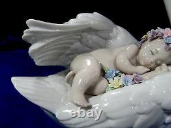 Lladro Drifting Through Dreamland #6758 Brand Nib Newborn Flowers Swan Save$ F/s