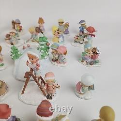 Lot 34 Hawthorne Christmas Village Precious Moments Mini Figurines Rare 82230