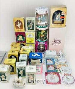 Lot Of 37 Vintage Precious Moments Christmas Ornament Figurines In Boxes 2964