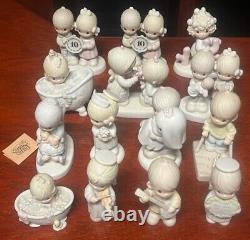 Lot of 14 Precious Moments Collectible Porcelain Figurines, Faith Family Friends