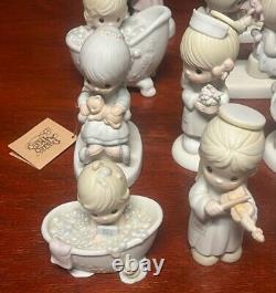 Lot of 14 Precious Moments Collectible Porcelain Figurines, Faith Family Friends