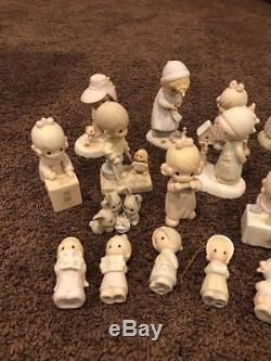 Lot of 32 Precious Moments Porcelain 1970-1980s Figurines
