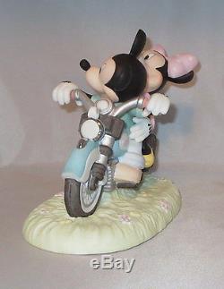Mickey Mouse Minnie Motorcycle Precious Moments Disney Figurine Two Hearts NWOB