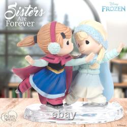 New PRECIOUS MOMENTS DISNEY Figurine ANNA ELSA FROZEN Ice Skating Sisters Love